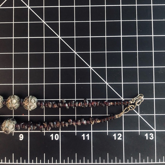 Vintage Deco Garnet Filigree Bead Necklace - Picture 12 of 15